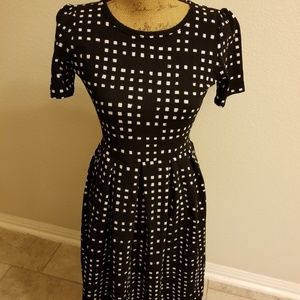LuLaRoe Amelia Dress Black & White Square Dots